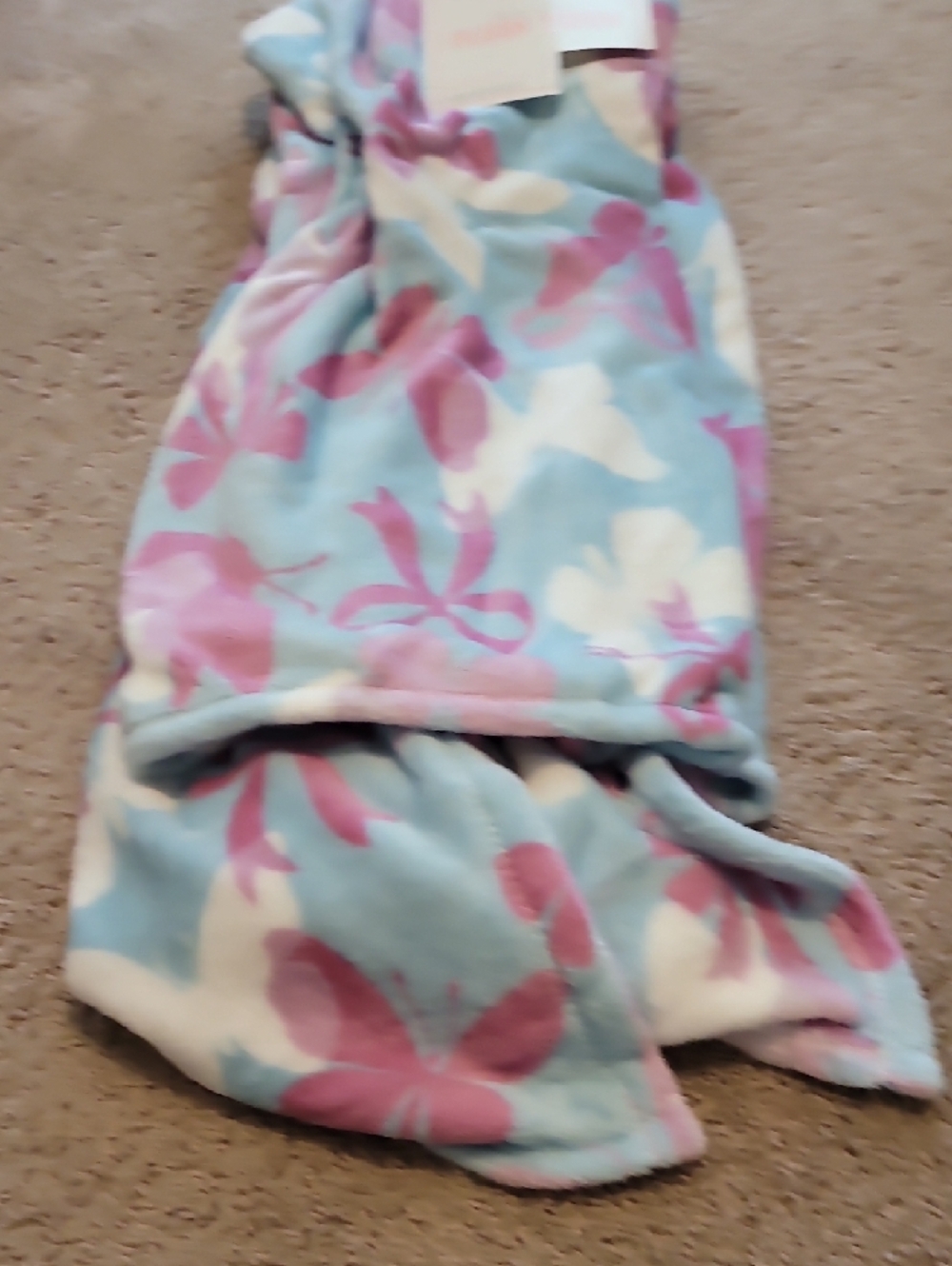 Celebrity Pink Blue, Pink & White Butterfly And Bow Plush Throw 50" X 70" - Picture 3 of 4
